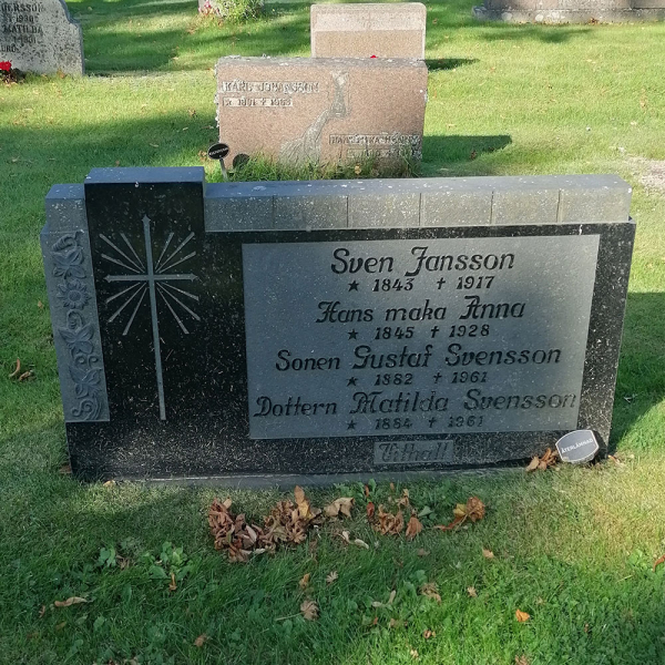 Sven Janssons familjegrav i gruppen Värmland / Säffle / Eskilsäter kyrkogård hos Kyrkogårdsvandring (0701157-158R)