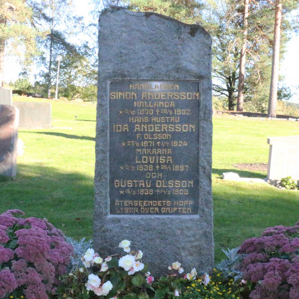 Simon Anderssons familjegrav i gruppen Värmland / Säffle / Svanskog kyrkogård hos Kyrkogårdsvandring (110336R)